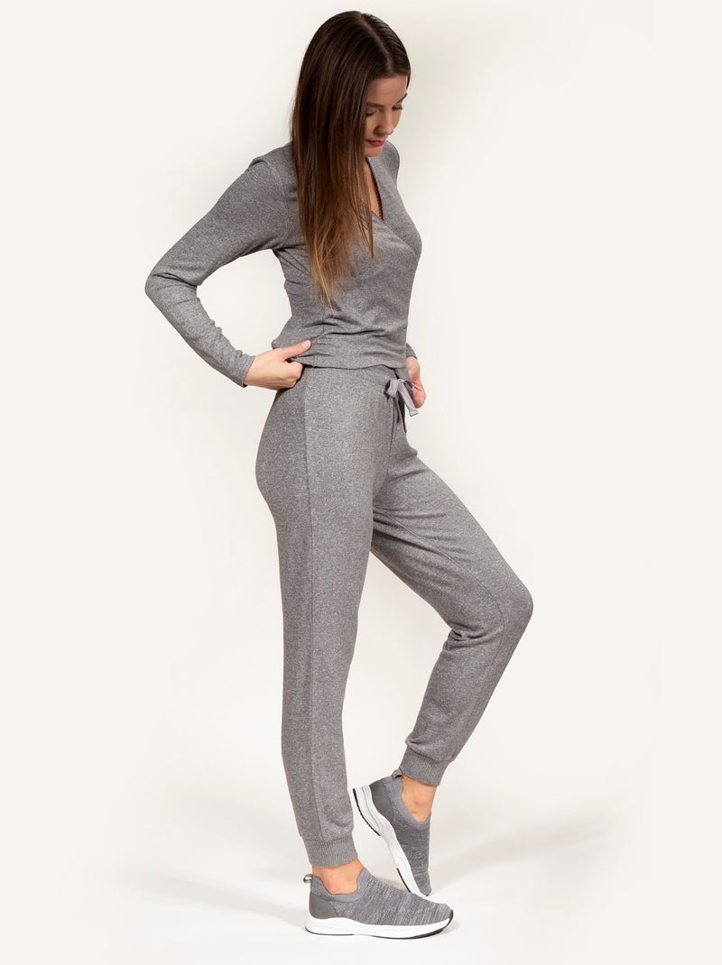Pantalones homewear mujer Isotoner Gris jaspeado - Kiabi