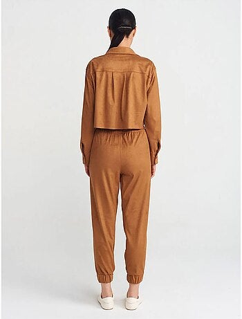 Pantalones jogger de ante sintético