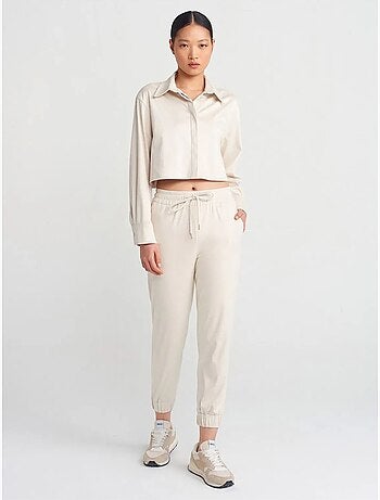 Pantalones jogger de ante sintético