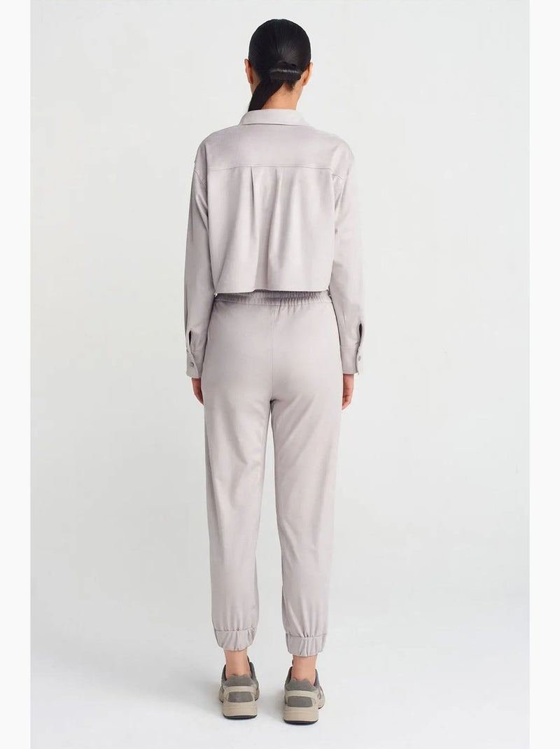 Pantalones jogger de ante sintético dilvin Gris claro - Kiabi