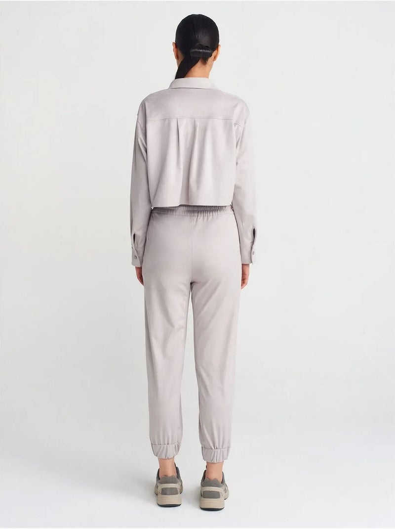 Pantalones jogger de ante sintético Gris claro - Kiabi