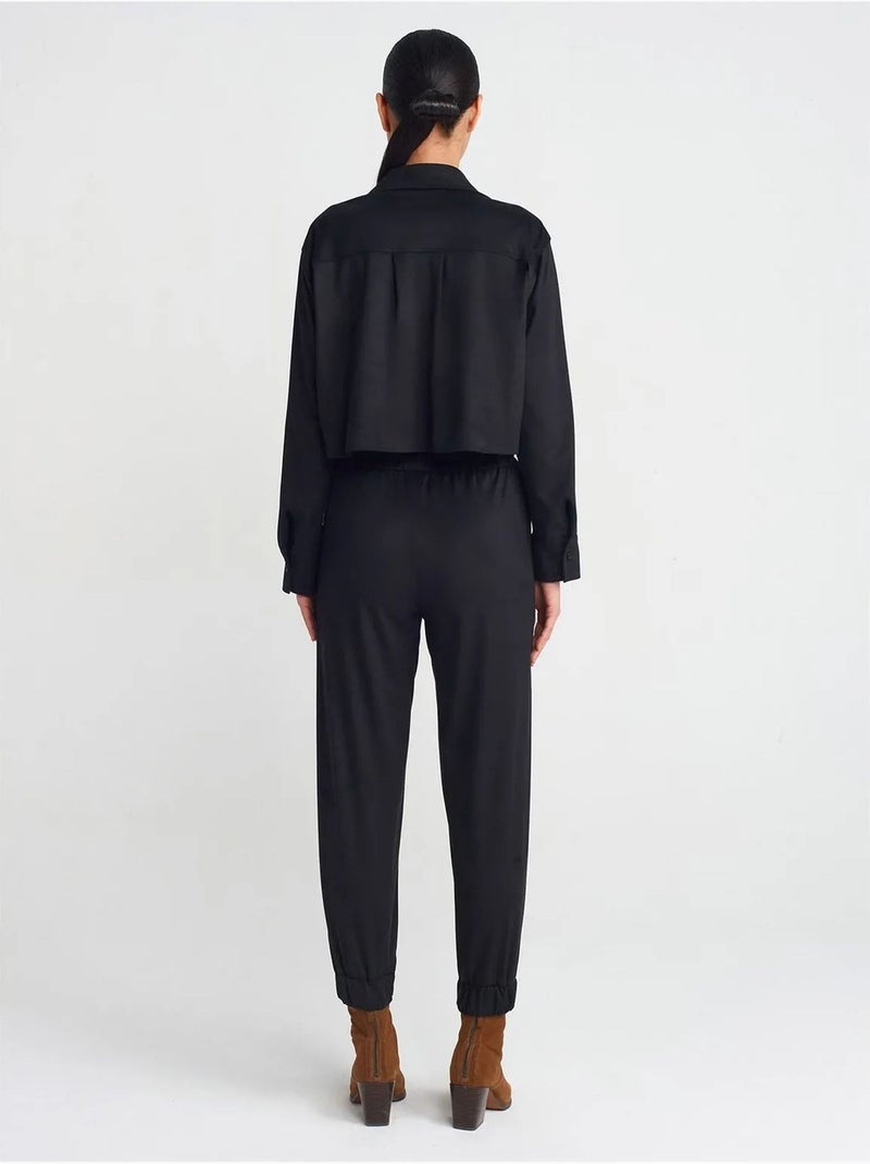 Pantalones jogger de ante sintético Negro - Kiabi