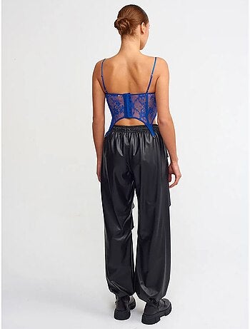 Pantalones jogger de mujer de piel sintética dilvin