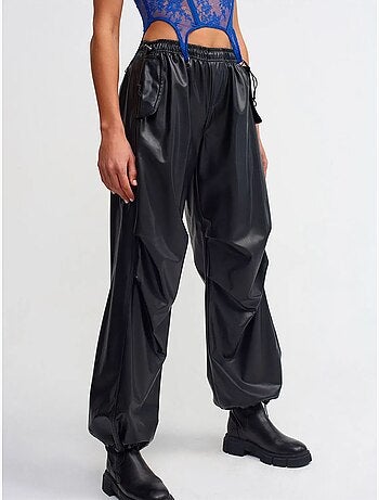 Pantalones jogger de mujer de piel sintética dilvin