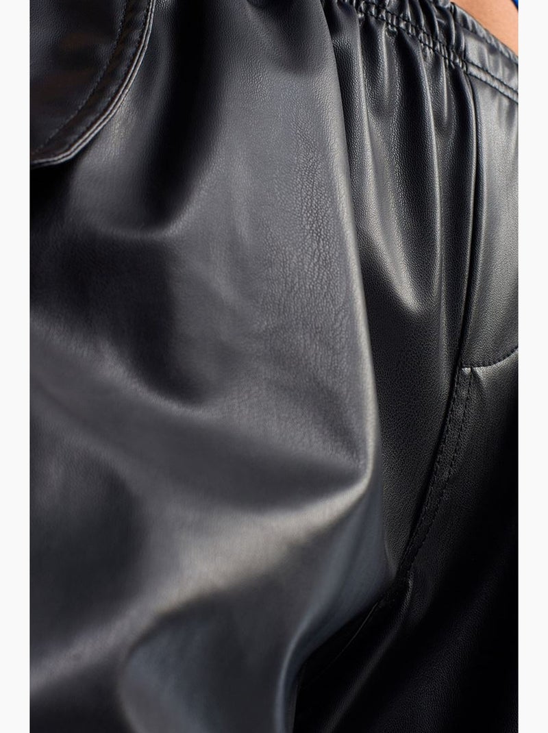 Pantalones jogger de mujer de piel sintética dilvin Negro - Kiabi