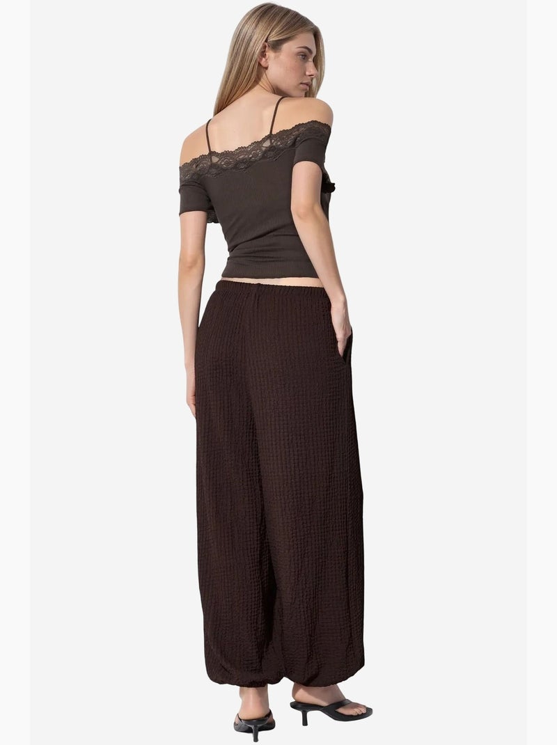 Pantalones jogger de mujer de tejido busem Marrón chocolate - Kiabi