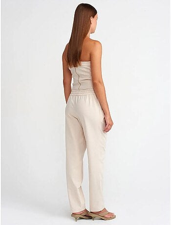 Pantalones jogger de mujer en mezcla de lino