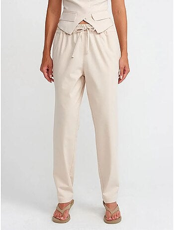 Pantalones jogger de mujer en mezcla de lino