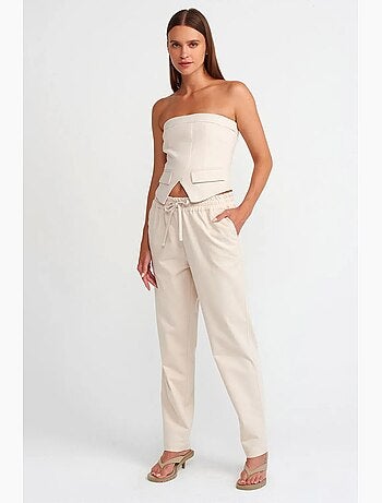 Pantalones jogger de mujer en mezcla de lino dilvin