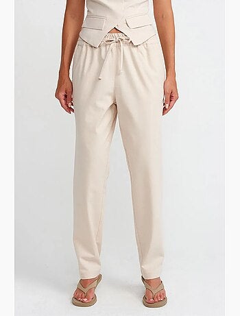 Pantalones jogger de mujer en mezcla de lino dilvin