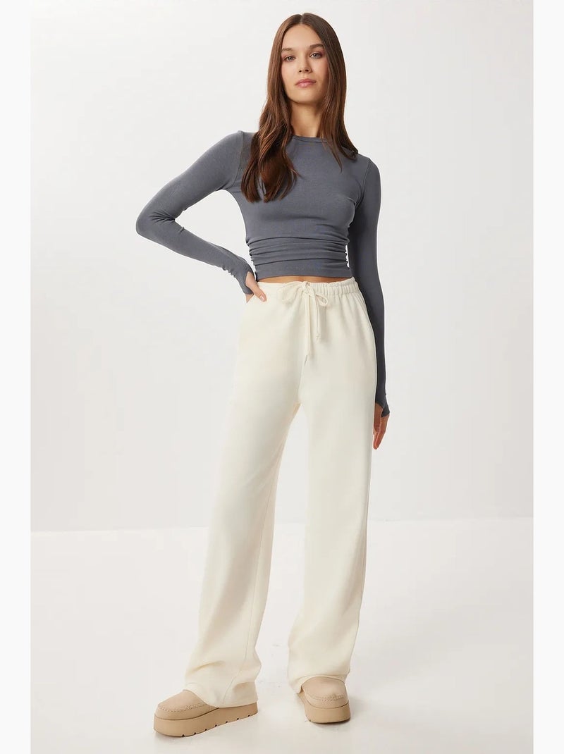 Pantalones jogger de pierna ancha con cierre de cordón istanbul Marfil - Kiabi