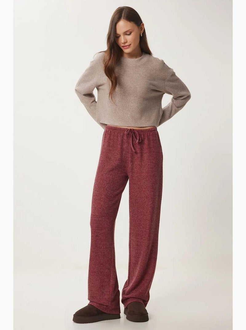 Pantalones jogger de pierna ancha con cierre de cordón istanbul Rojo burdeos - Kiabi