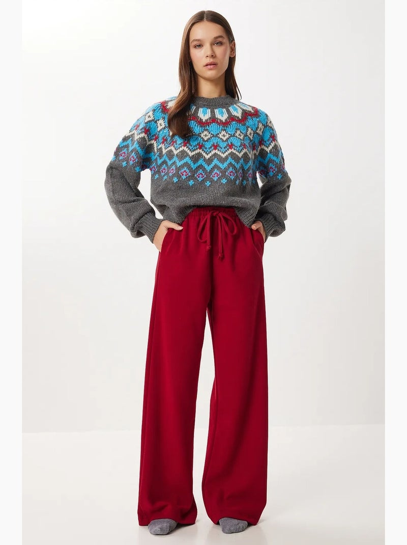Pantalones jogger de pierna ancha con cierre de cordón istanbul Rojo granate - Kiabi