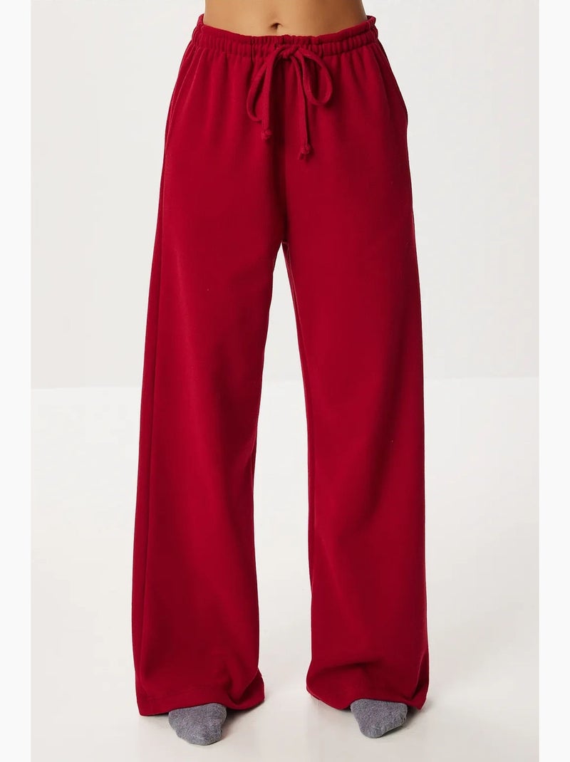 Pantalones jogger de pierna ancha con cierre de cordón istanbul Rojo granate - Kiabi