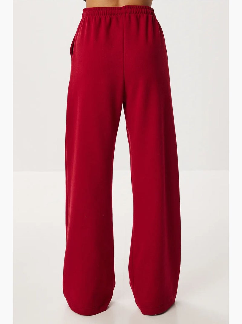 Pantalones jogger de pierna ancha con cierre de cordón istanbul Rojo granate - Kiabi