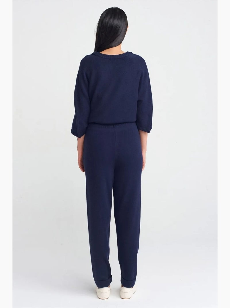 Pantalones jogger de punto con lúrex para mujer dilvin Azul marino - Kiabi