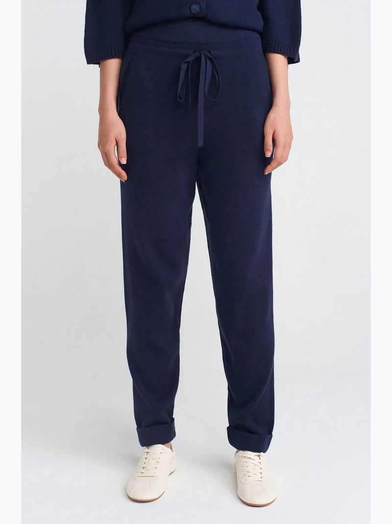 Pantalones jogger de punto con lúrex para mujer dilvin Azul marino - Kiabi