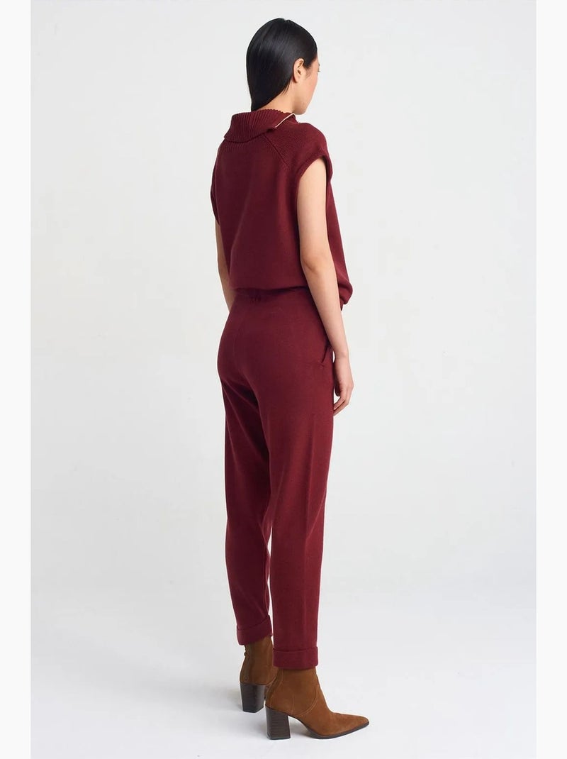 Pantalones jogger de punto con lúrex para mujer dilvin Rojo burdeos - Kiabi