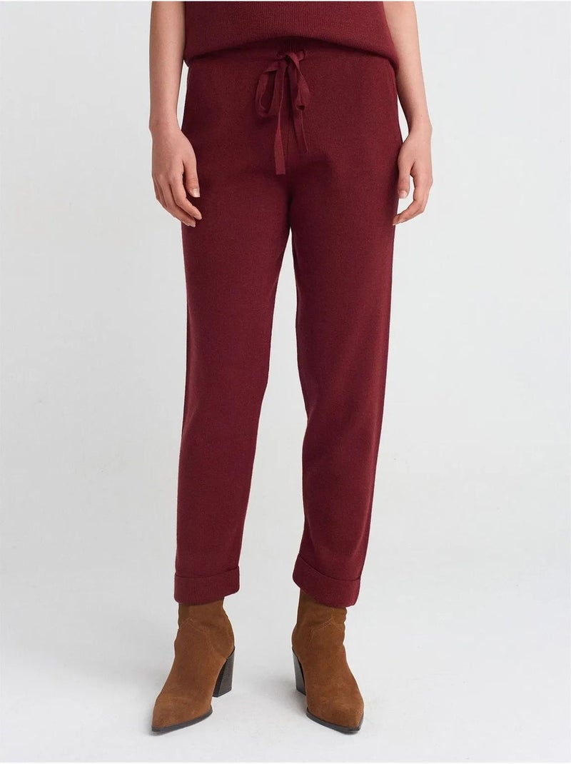 Pantalones jogger de punto con lúrex para mujer dilvin Rojo burdeos - Kiabi