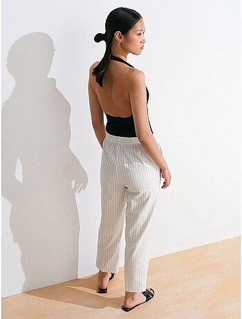 Pantalones jogger de tejido a rayas de pernera recta dilvin