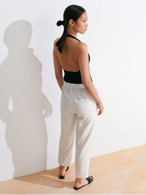 Pantalones jogger de tejido a rayas de pernera recta dilvin - Kiabi Pantalones jogger de tejido a rayas de pernera recta dilvin - Kiabi