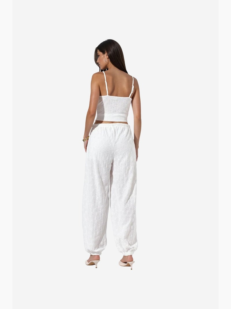 Pantalones jogger de tejido tejido texturizado busem Blanco roto - Kiabi