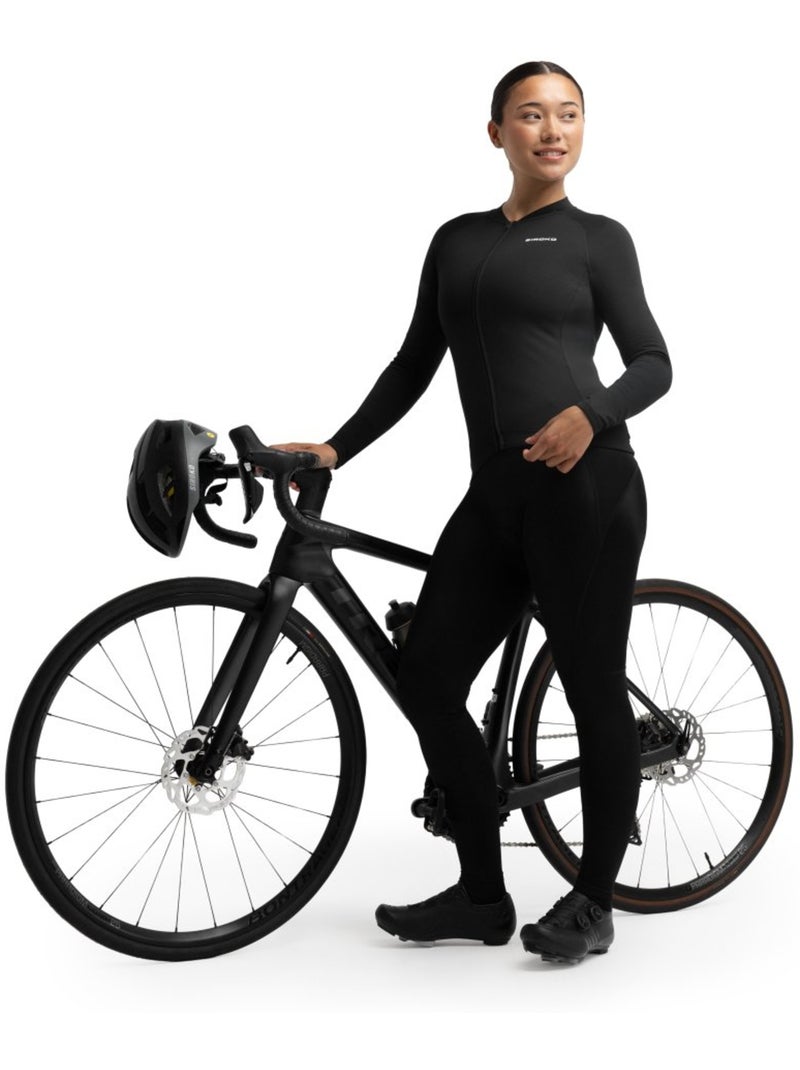 Pantalones largos ciclismo con badana mujer ciclismo mujer core lookout Negro - Kiabi