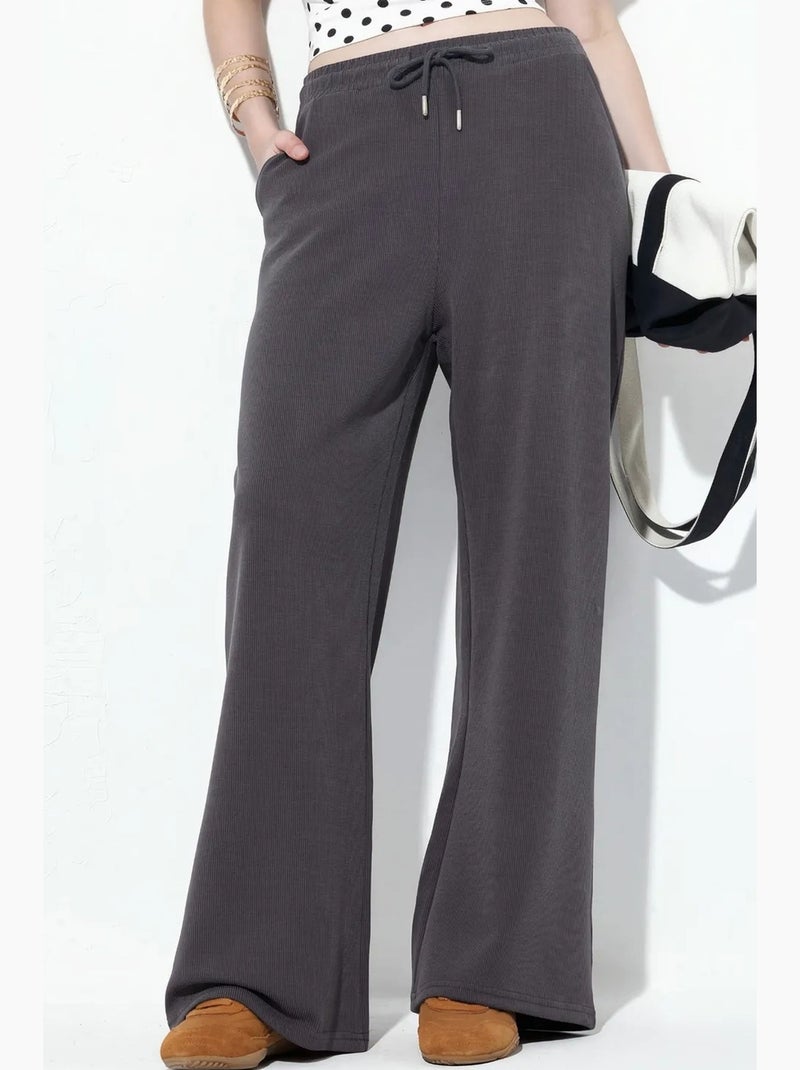 Pantalones largos con cintura elástica y cordón ajustable busem Gris negro - Kiabi