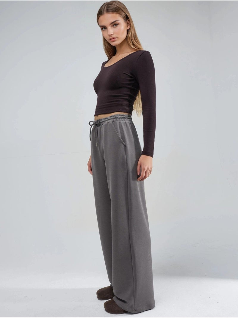 Pantalones largos con cintura elástica y cordón ajustable busem Gris oscuro - Kiabi