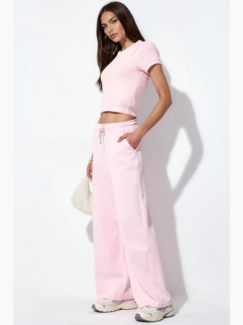 Pantalones largos con cintura elástica y cordón ajustable busem Rosa almendra - Kiabi