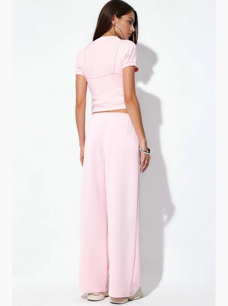 Pantalones largos con cintura elástica y cordón ajustable busem Rosa almendra - Kiabi