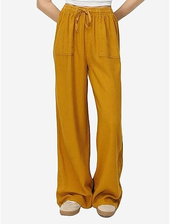 Pantalones largos de pierna recta con cintura elástica para mujer mixray