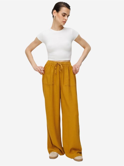 Pantalones largos de pierna recta con cintura elástica para mujer mixray - Kiabi Pantalones largos de pierna recta con cintura elástica para mujer mixray - Kiabi