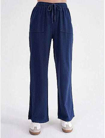 Pantalones largos de pierna recta con cintura elástica para mujer mixray