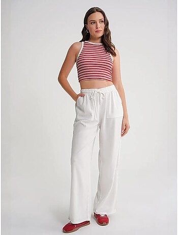 Pantalones largos de pierna recta con cintura elástica para mujer mixray