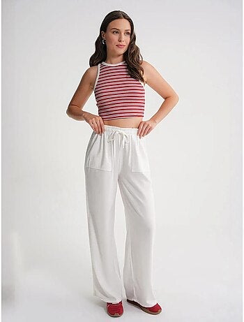 Pantalones largos de pierna recta con cintura elástica para mujer mixray