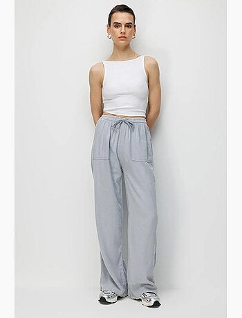 Pantalones largos de pierna recta con cintura elástica para mujer mixray