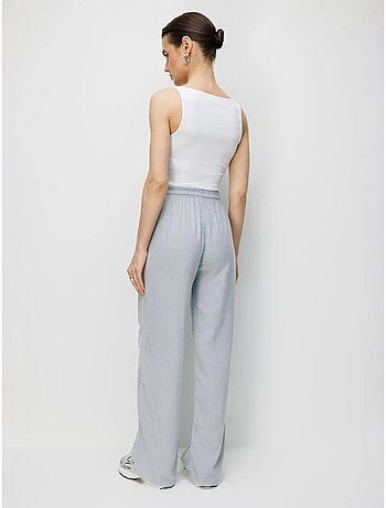 Pantalones largos de pierna recta con cintura elástica para mujer mixray