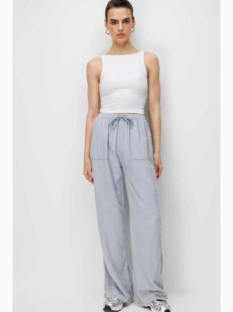 Pantalones largos de pierna recta con cintura elástica para mujer mixray Gris claro - Kiabi