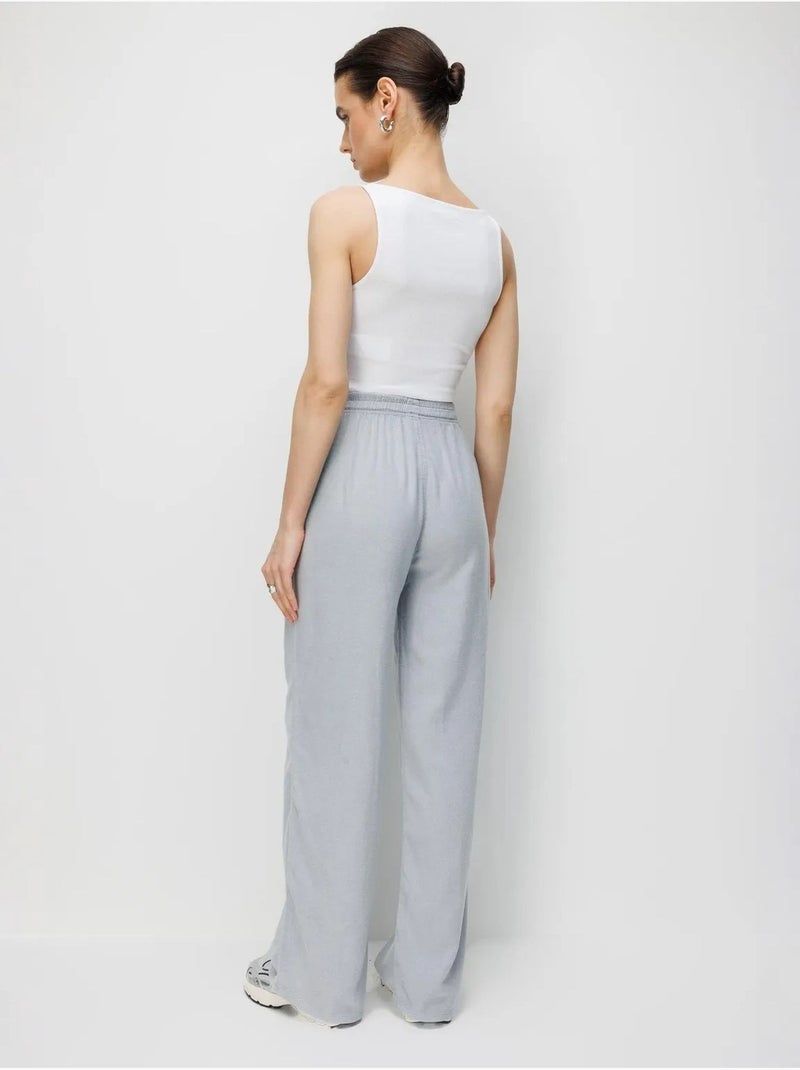 Pantalones largos de pierna recta con cintura elástica para mujer mixray Gris claro - Kiabi