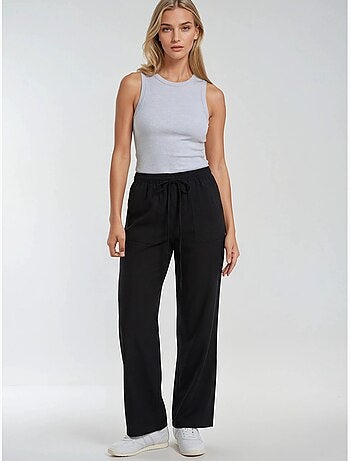 Pantalones largos de pierna recta con cintura elástica para mujer mixray