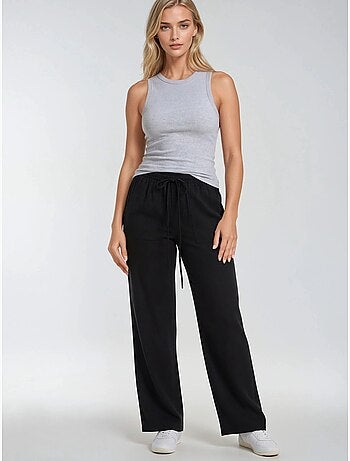 Pantalones largos de pierna recta con cintura elástica para mujer mixray