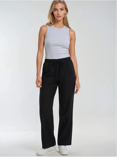 Pantalones largos de pierna recta con cintura elástica para mujer mixray - Kiabi Pantalones largos de pierna recta con cintura elástica para mujer mixray - Kiabi