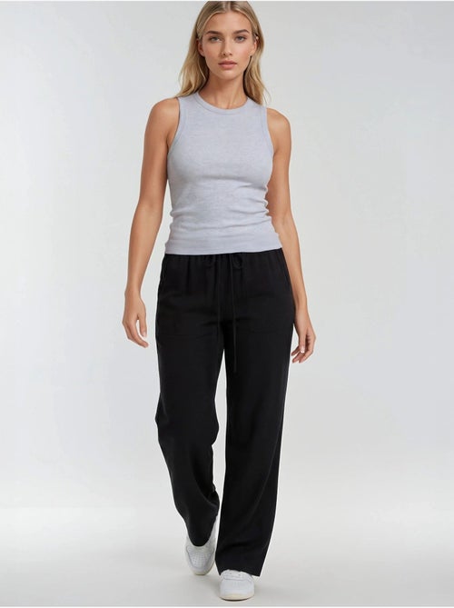 Pantalones largos de pierna recta con cintura elástica para mujer mixray - Kiabi Pantalones largos de pierna recta con cintura elástica para mujer mixray - Kiabi