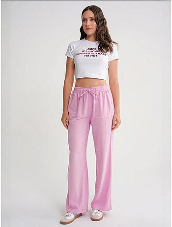Pantalones largos de pierna recta con cintura elástica para mujer mixray