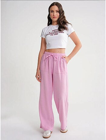 Pantalones largos de pierna recta con cintura elástica para mujer mixray
