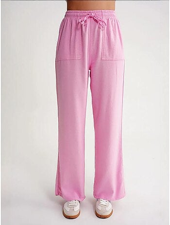 Pantalones largos de pierna recta con cintura elástica para mujer mixray