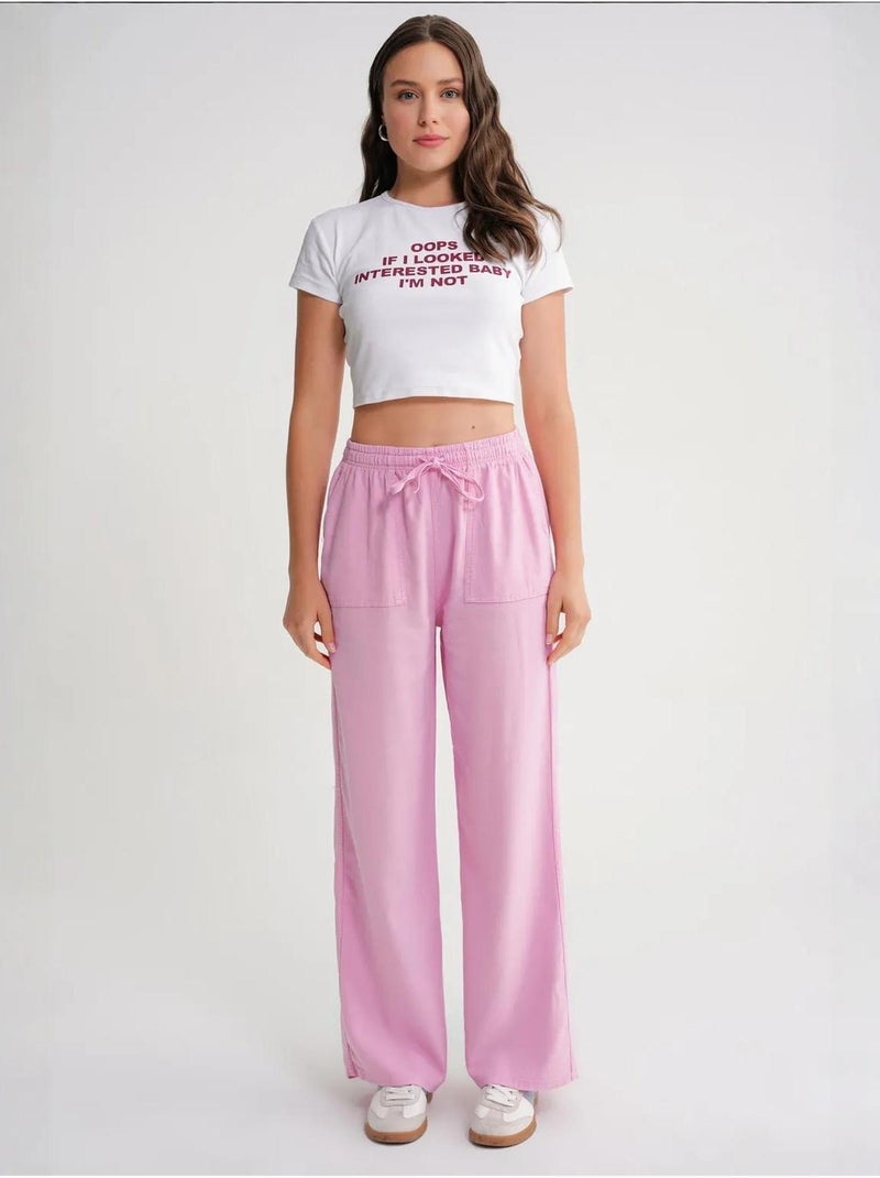 Pantalones largos de pierna recta con cintura elástica para mujer mixray Rosa - Kiabi