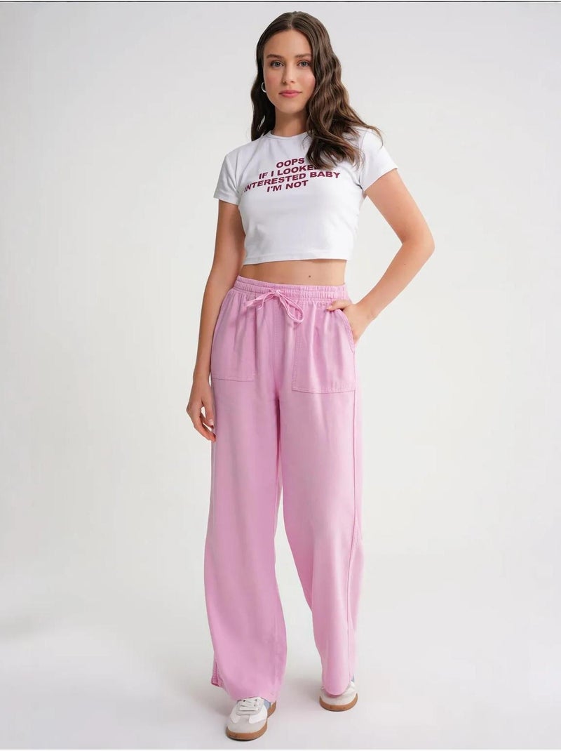 Pantalones largos de pierna recta con cintura elástica para mujer mixray Rosa - Kiabi