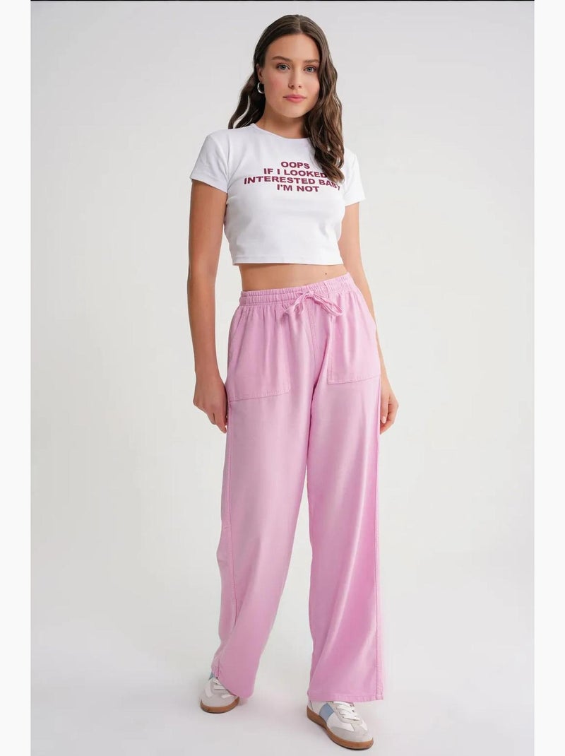 Pantalones largos de pierna recta con cintura elástica para mujer mixray Rosa - Kiabi
